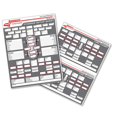 Longacre® 52-22528 Chassis Set-Up/Tire Chart, 1 Pad/50 Sheets