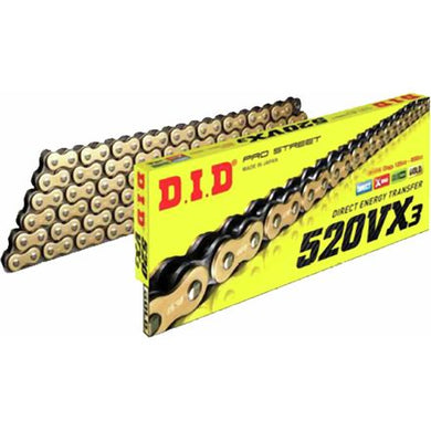 D.I.D. 520 Chain - Gold VX3 X-Ring, 120 Link